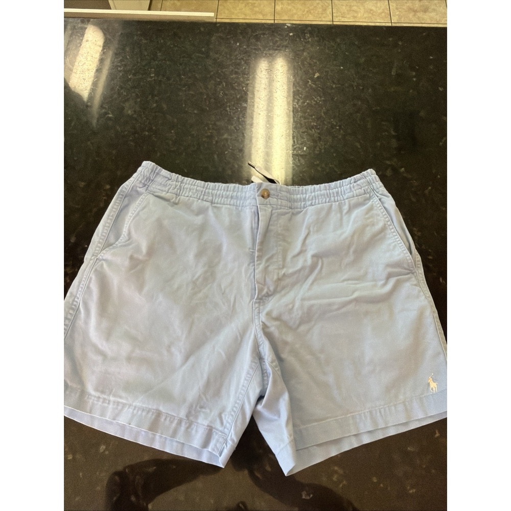 Ralph Lauren Polo Stretch Classic Fit Shorts Sz L Baby Blue Preppy White Horse